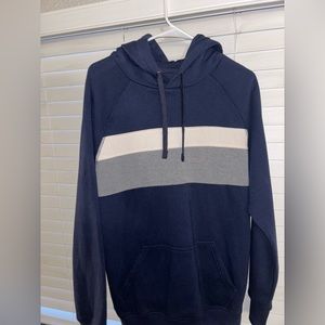 GOODFELLOW NAVY BLUE STRIPED PULLOVER HOODIE SIZE (M)